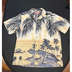 RJC Men's Vintage Hawaiian Shirt Beach Trees‎ Palms Dusk Made In USA - Size 2XL
